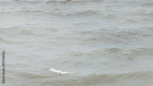 Video with waves in sea. Grey waves background