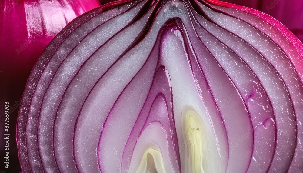 Fototapeta premium chopped red onion tropea collected on wooden table , generated by AI. High quality photo