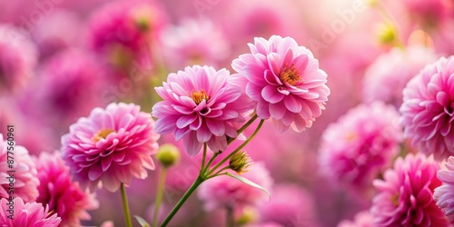 Pink Dahlia Blooms in Soft Focus, Close Up, Flower, Nature, Garden, Beauty