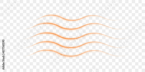 Propagation of heat waves from a heating device or air conditioner. Realistic 3d vector isolated on transparent