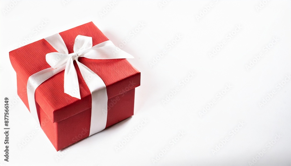 red gift box wallpaper poster banner mock up 