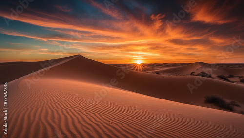 Sunset Over Majestic Desert Dunes