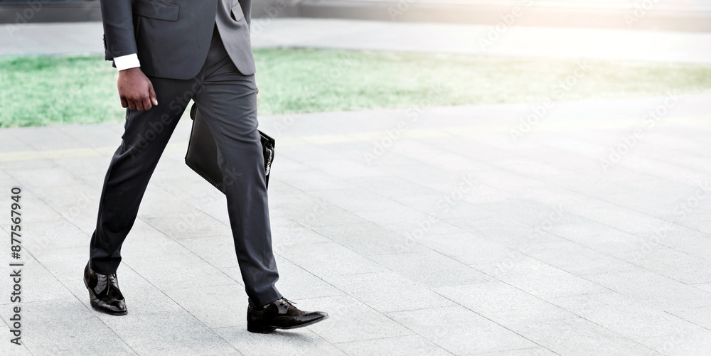 Top Business Manager. Unrecognizable Black Businessman With Briefcase Walking Outdoor In Urban Area. Cropped, Copy Space Top Business Manager. Unrecognizable Black Businessman With Briefcase Walking Outdoor In Urban Area. Cropped, Copy Space