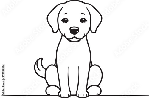 Cute dog line art illustration icon design, solid white background 