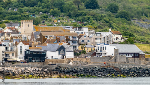 Zoomed in shot of the coastal town of Lyme Regis, Dorset photo