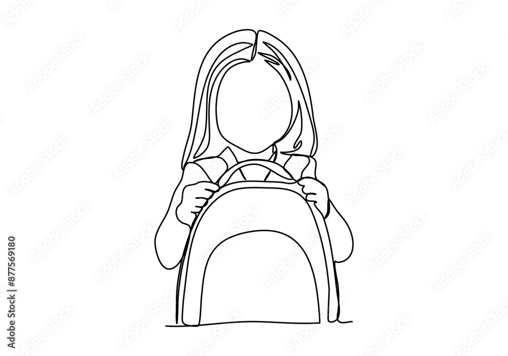 Child in school uniform. One line drawing vector illustration. Child in school uniform. One line drawing vector illustration.