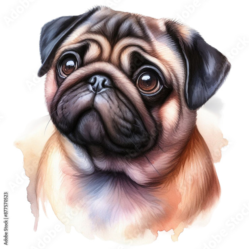 PugLove Watercolor Illustration photo