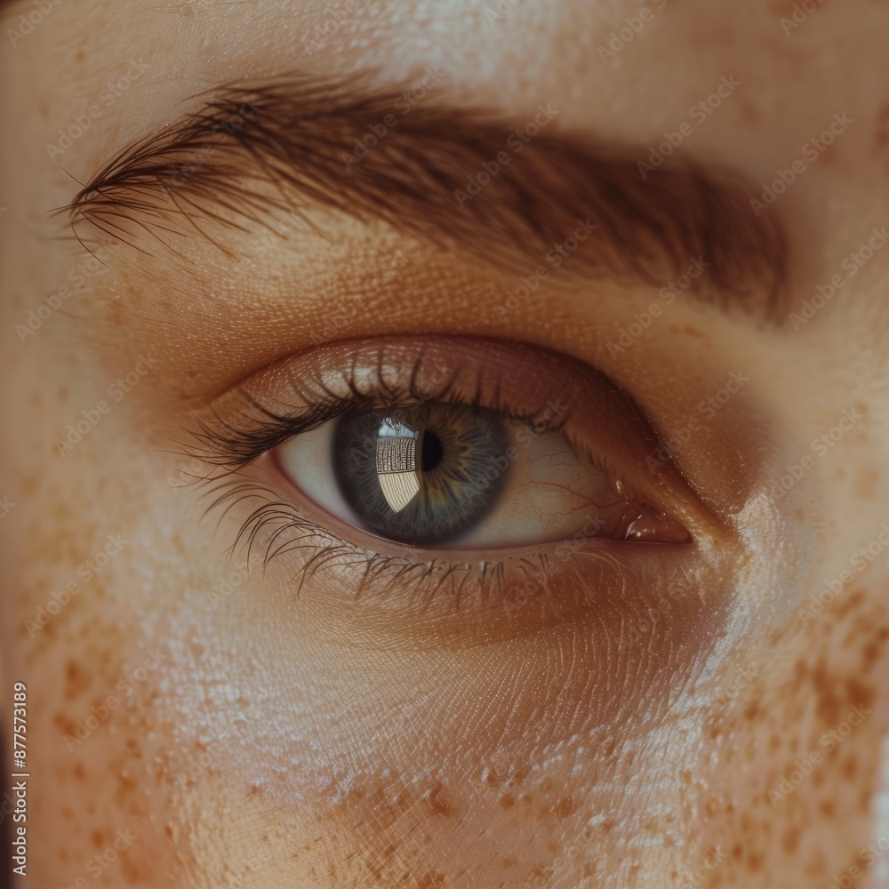 Obraz premium A close-up of an eye with a natural, no-makeup look, perfect for a skincare or wellness promotion.