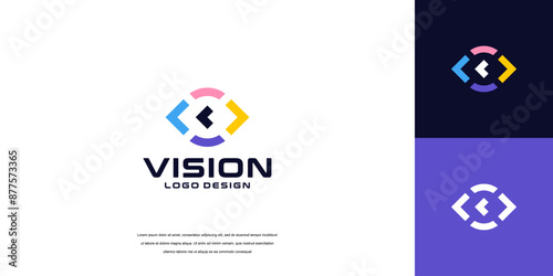 vision logo vector, eye tech logo security idea