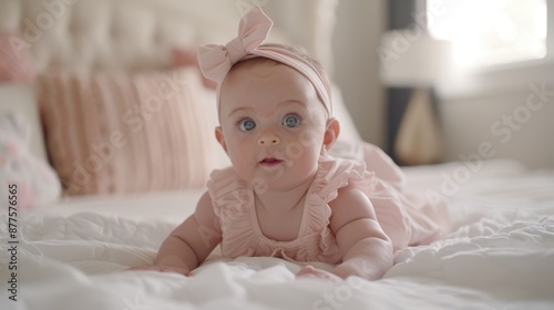 The baby in pink headband photo