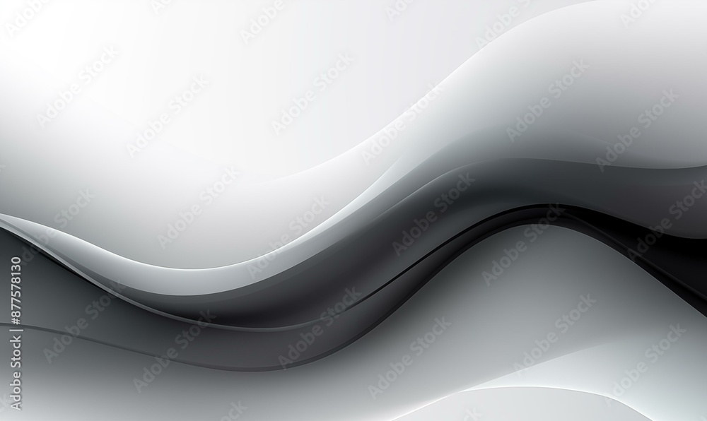 Obraz premium An abstract image featuring smooth, flowing waves in shades of black, gray, and white, creating a dynamic and visually appealing design.