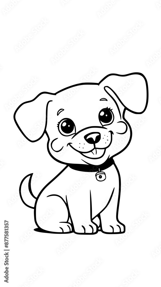 Fototapeta premium Cute dog outline coloring book page Generative AI