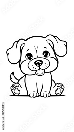 Cute dog outline coloring book page Generative AI