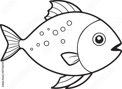 Cute Fish line art illustration icon design, solid white background 