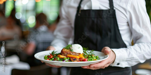 Wallpaper Mural Waiter is carrying dish with delicious meal in restaurant Torontodigital.ca