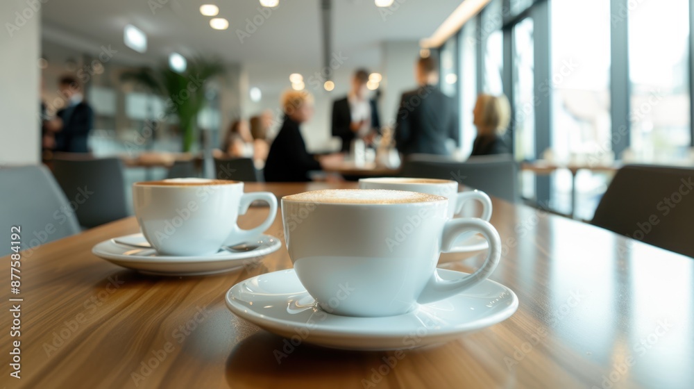 The coffee cups on table The coffee cups on table