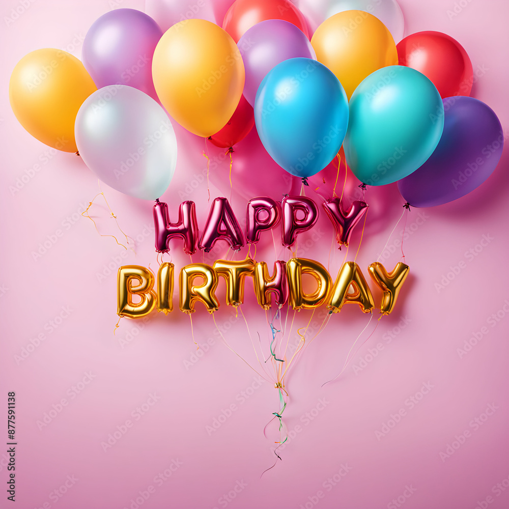 'Happy Birthday' theme with colorful balloons. 'Happy Birthday' theme with colorful balloons.
