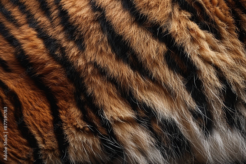 Explore the intricate details and captivating patterns of tiger fur in this high-resolution macro shot. Highlighting the prominent stripes and subtle color gradients Explore the intricate details and captivating patterns of tiger fur in this high-resolution macro shot. Highlighting the prominent stripes and subtle color gradients