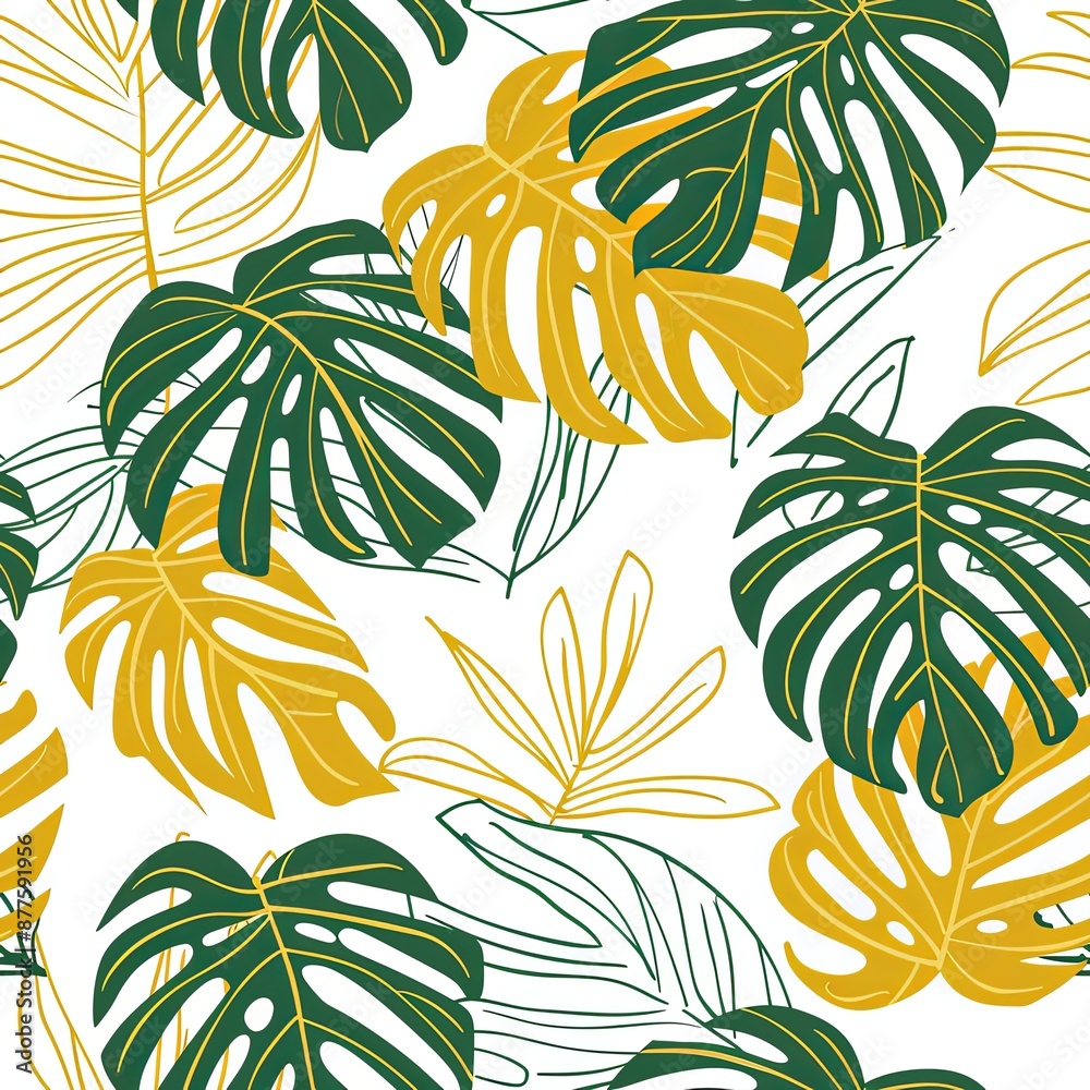 Green And Gold Tropical Leaf Seamless Pattern Green And Gold Tropical Leaf Seamless Pattern