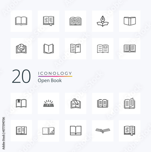 Book Line Icons Editable Stroke