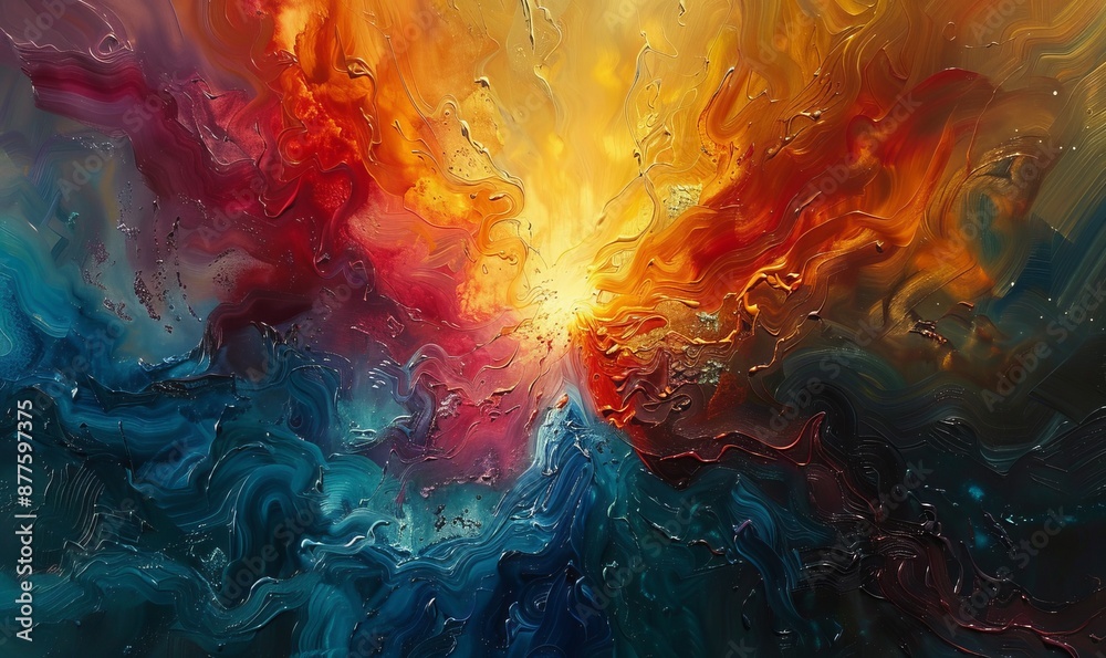A painting of a colorful swirl with blue, red, and yellow colors. The painting has a sense of movement and energy, with the colors blending together to create a dynamic and vibrant scene A painting of a colorful swirl with blue, red, and yellow colors. The painting has a sense of movement and energy, with the colors blending together to create a dynamic and vibrant scene