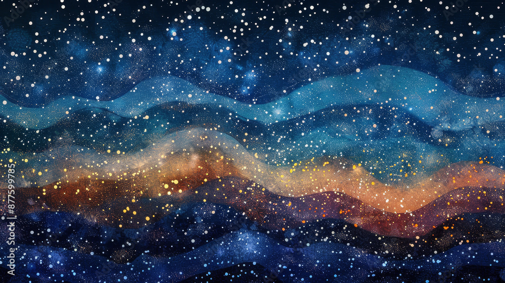 Obraz premium A painting of a starry night sky with a blue background