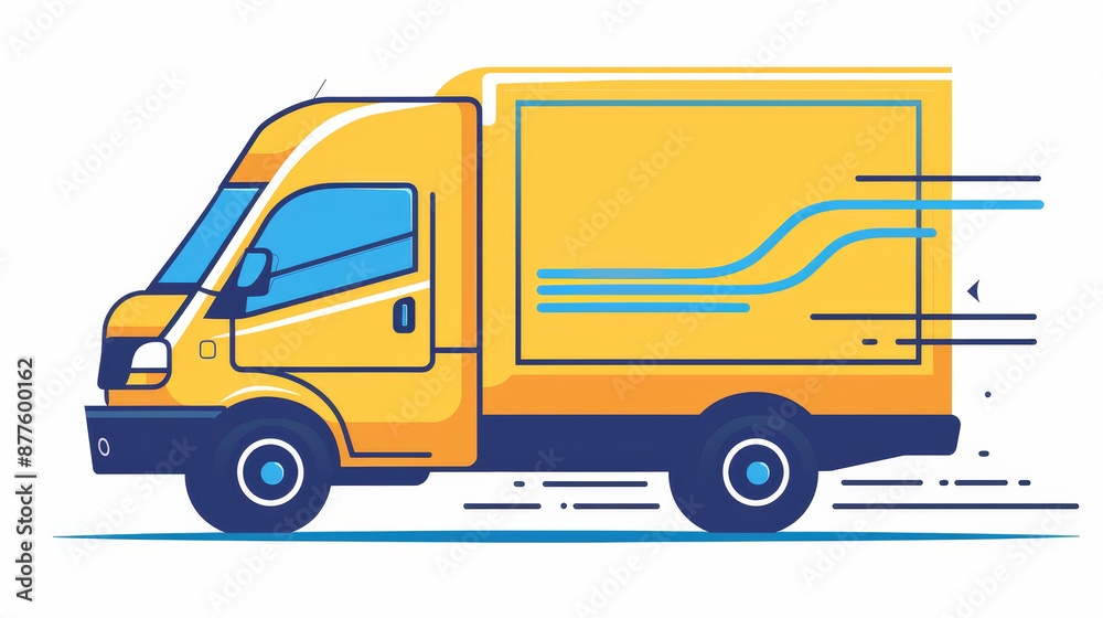 Fototapeta premium Set of fast delivery truck vector icons, representing express delivery and courier services.