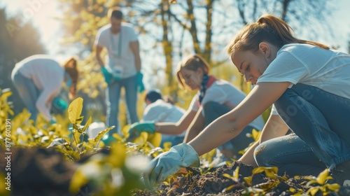 Obraz na płótnie Team Participating in a Community Clean-Up Event
w salonie