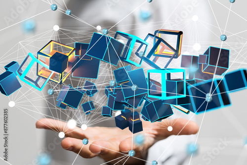 network holding in hand 3d ...