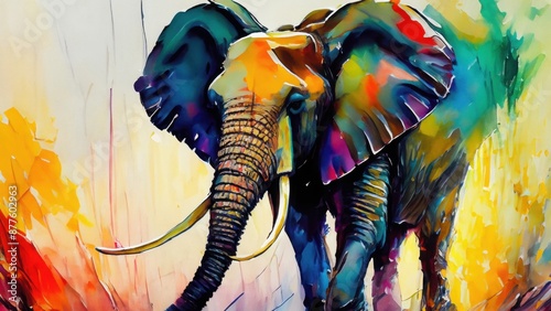 Elephant oil painting