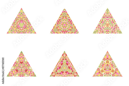 Ornate abstract triangle pyramid symbol set - polygonal  vector element