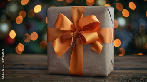 The gift with orange ribbon photo