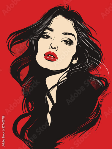 Beautiful woman abstract vector illustration in grunge style for your design. Fashion illustration