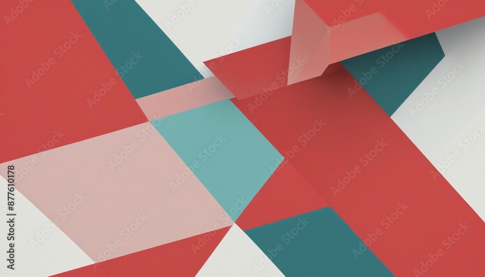 Minimalist geometric triangle composition on a red background, 3D render embodying modern design aesthetics Minimalist geometric triangle composition on a red background, 3D render embodying modern design aesthetics