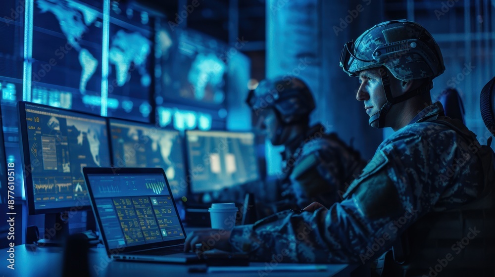 The soldiers at control center The soldiers at control center
