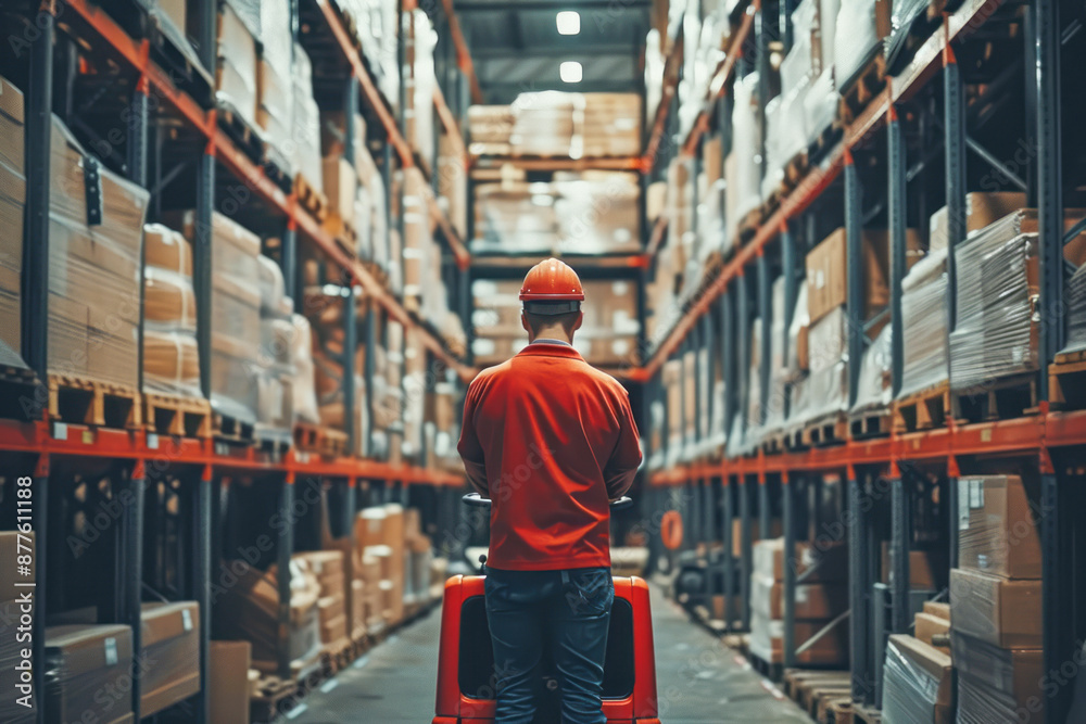 Efficient Warehouse Operator Maneuvering Forklift Loader for Logistics Tasks Efficient Warehouse Operator Maneuvering Forklift Loader for Logistics Tasks