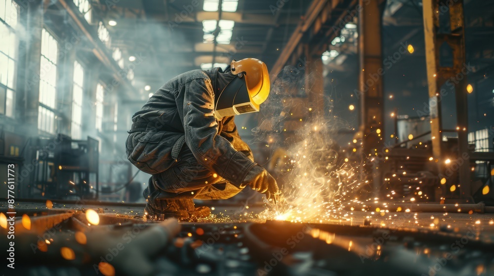The welder in workshop The welder in workshop