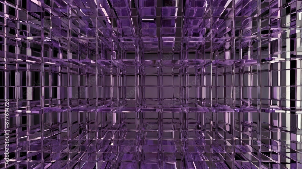 Abstract geometric pattern with transparent purple cubes arranged in a ...