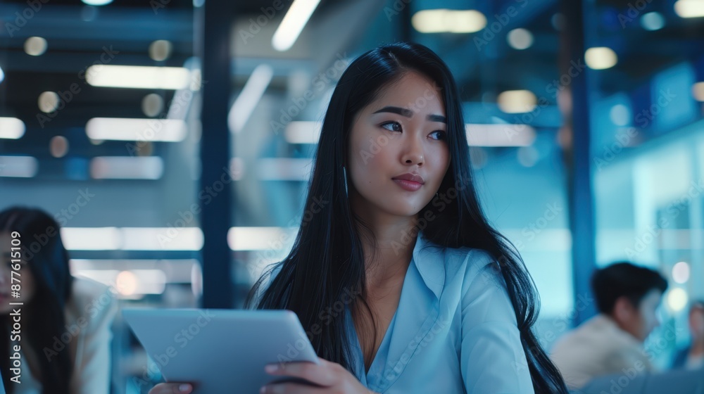 The businesswoman with tablet. The businesswoman with tablet.