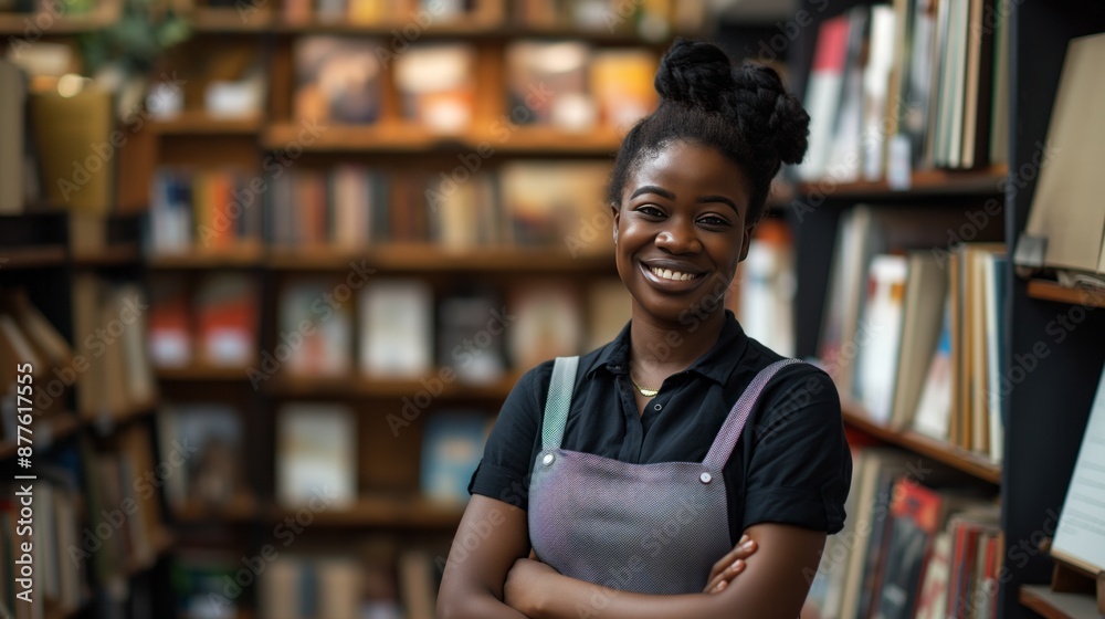 black woman shopkeeper in book store small business owner black woman shopkeeper in book store small business owner