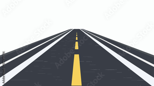 Asphalt road with separation yellow mark flat vector