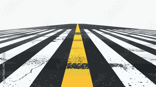 Asphalted road with a yellow black dividing stripes 