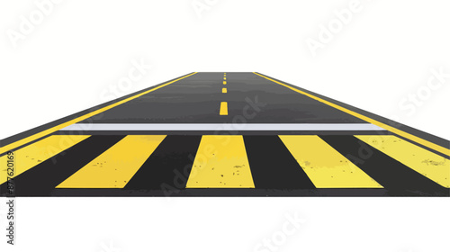 Asphalted road with a yellow black dividing stripes 