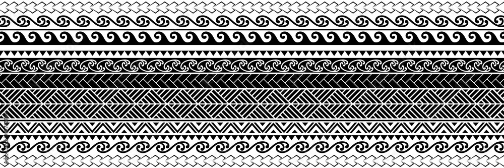 Polynesian Maori pattern design illustration. Straight line pattern. Tattoo and other design backgrounds 마오리 문양 패턴 디자인 Polynesian Maori pattern design illustration. Straight line pattern. Tattoo and other design backgrounds 마오리 문양 패턴 디자인