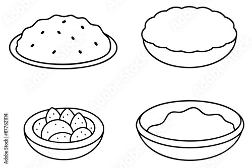 Bhature line art beautiful design drawing hand illustration