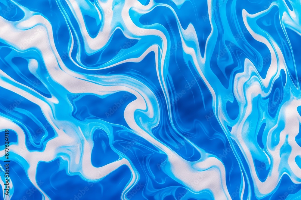Obraz premium The image is a blue and white swirl pattern that looks like water. The blue and white colors create a calming and serene mood, as if the viewer is looking at a peaceful body of water