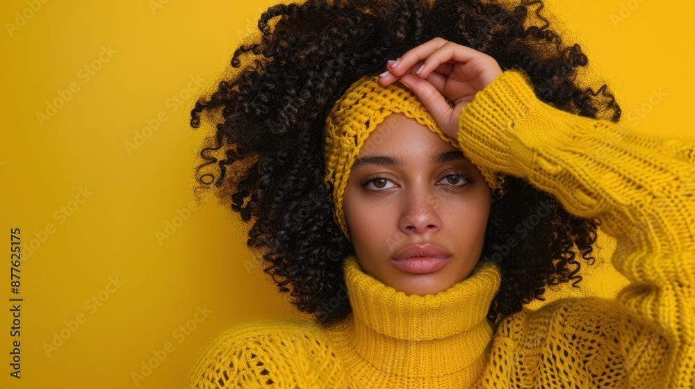 The woman in yellow knitwear The woman in yellow knitwear
