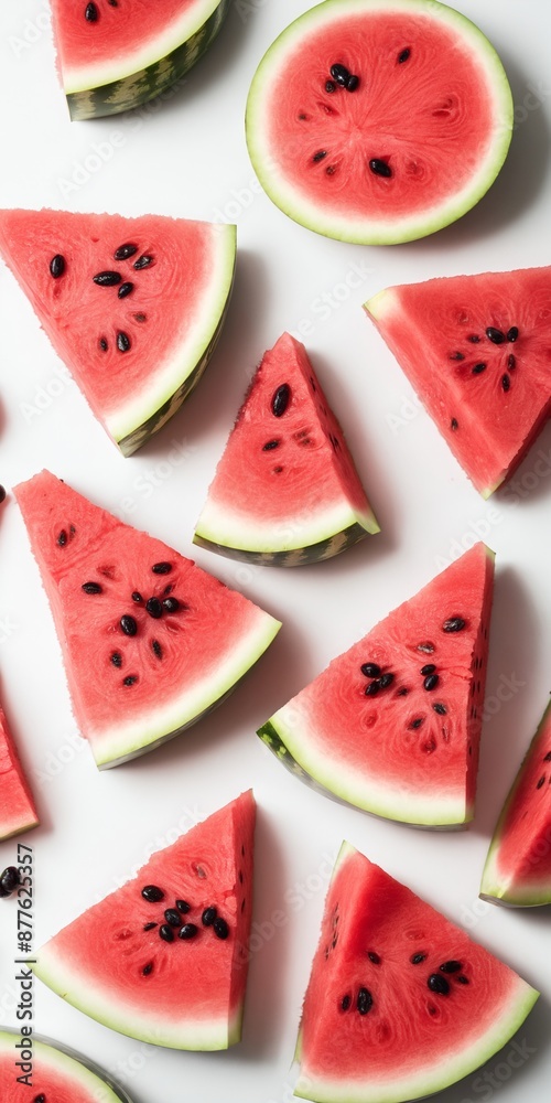 seamless pattern with red watermelon slices on white background seamless pattern with red watermelon slices on white background