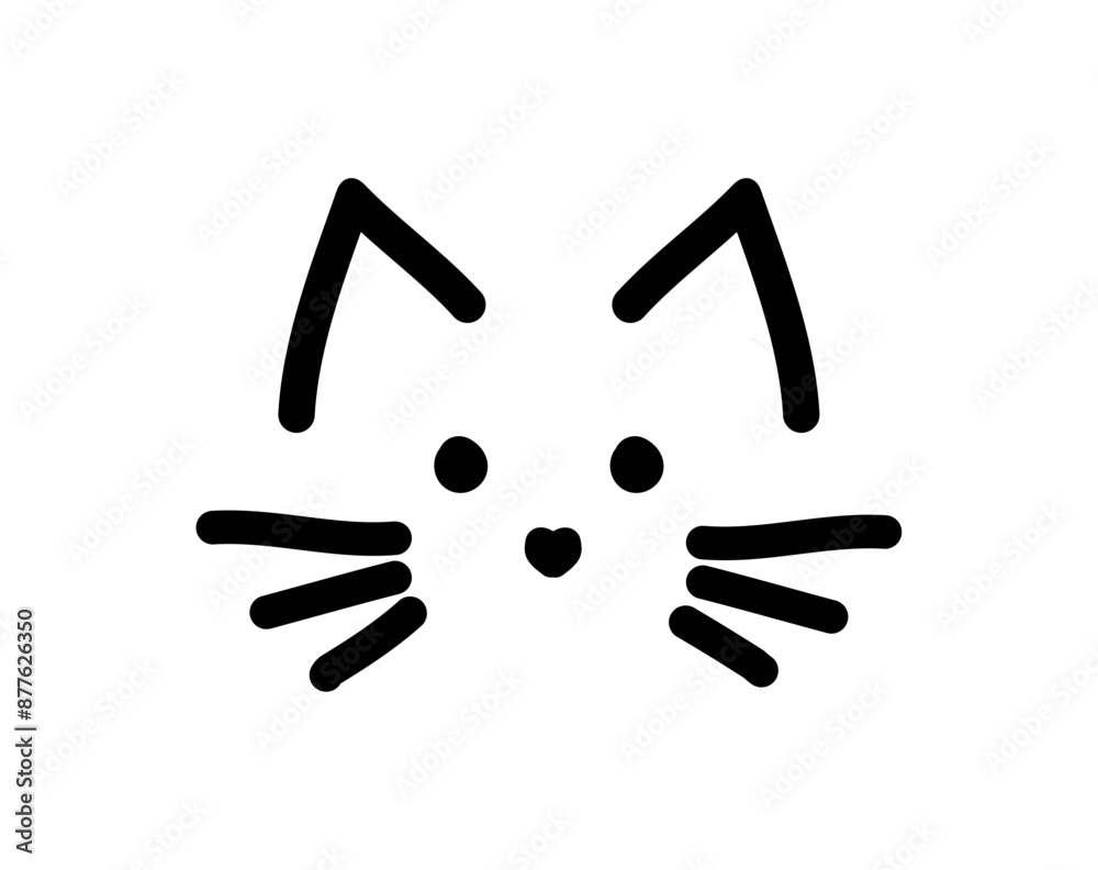 Cute cat face line drawing icon. Vector illustration. Cute cat face line drawing icon. Vector illustration.