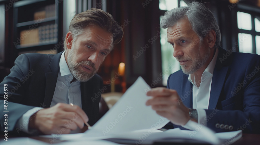 bank manager consulting employee reading document at meeting bank manager consulting employee reading document at meeting